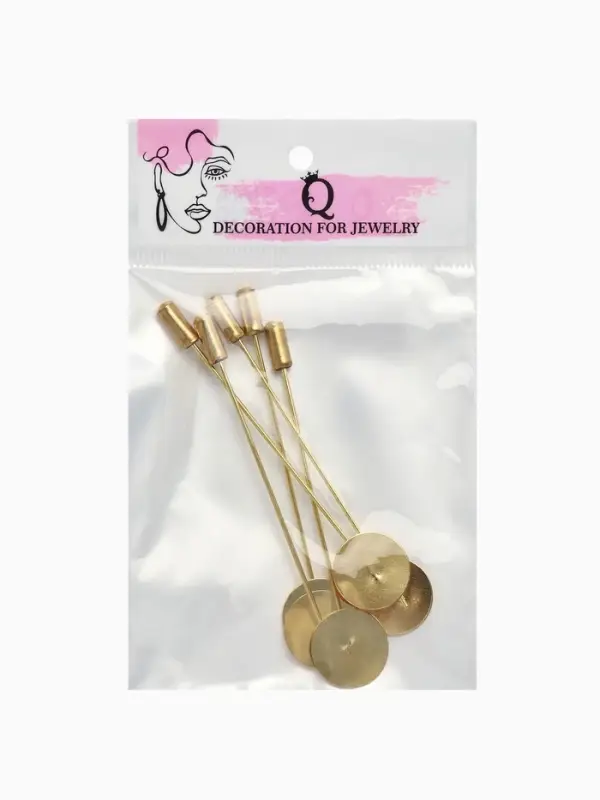 Основа &laquo;Брошь-игла&raquo; L= 7.2 см, площадка 1.5 см (набор 5 шт.), цвет золото