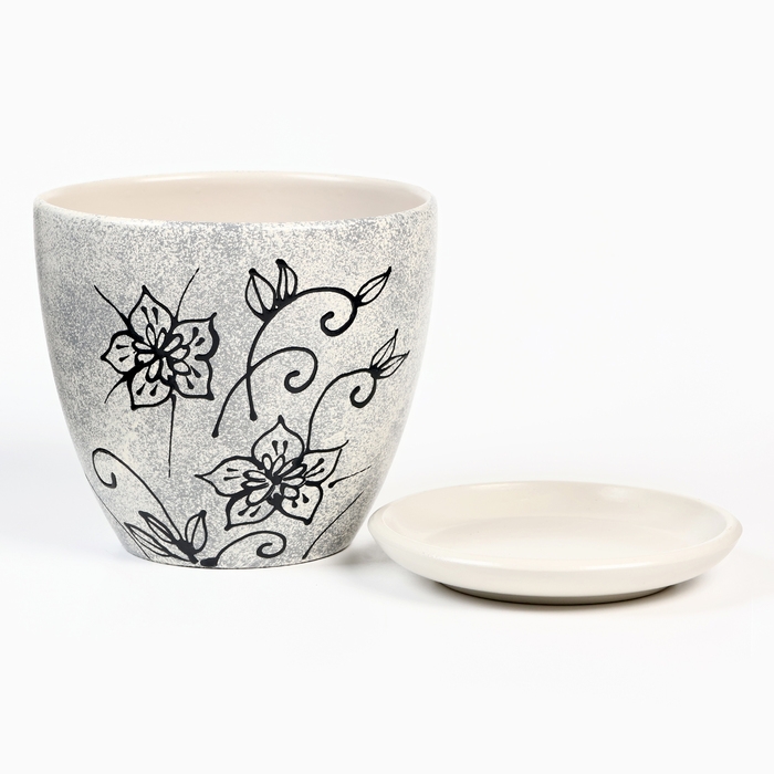 Горшок цветочный Горшок цветочный "Цветение" серый, 1,4 л