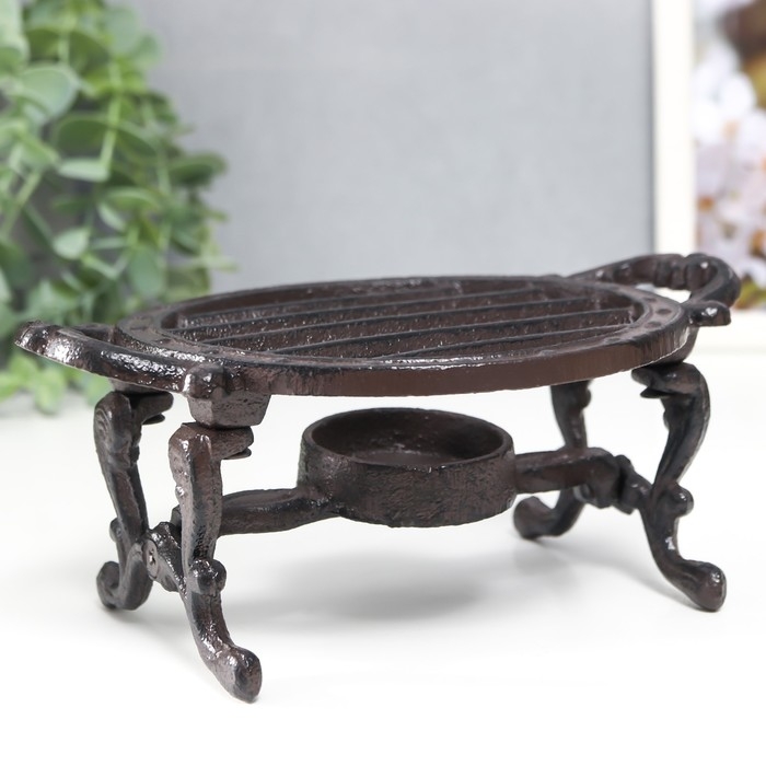 Подставка для греющей свечи на 1 свечу чугун Подставка для греющей свечи на 1 свечу чугун "Полоски" с ручками 7х18х13 см