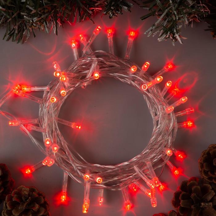 Гирлянда «Нить» 5 м, IP20, прозрачная нить, 50 LED, свечение красное, 8 режимов, 220 В Гирлянда «Нить» 5 м, IP20, прозрачная нить, 50 LED, свечение красное, 8 режимов, 220 В