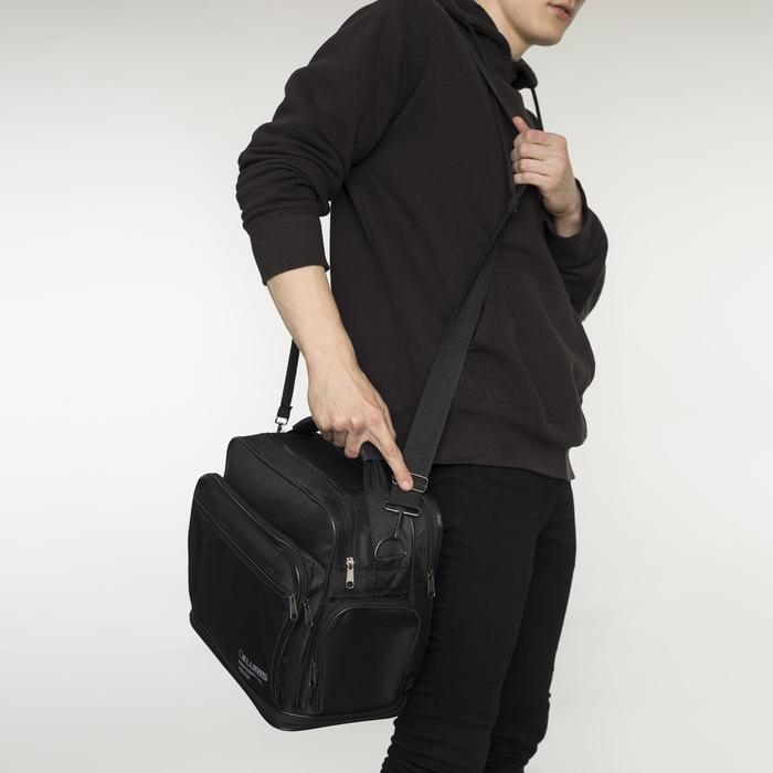 Сумка мужская на молниях Luris, длинный ремень, цвет чёрный Сумка мужская на молниях Luris, длинный ремень, цвет чёрный