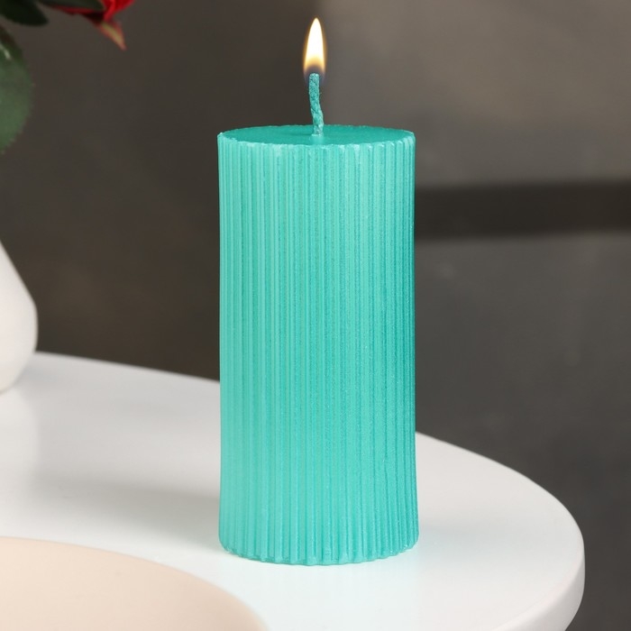 Свеча-цилиндр с гранями, 5х10см, тиффани, металлик, 6 ч Свеча-цилиндр с гранями, 5х10см, тиффани, металлик, 6 ч