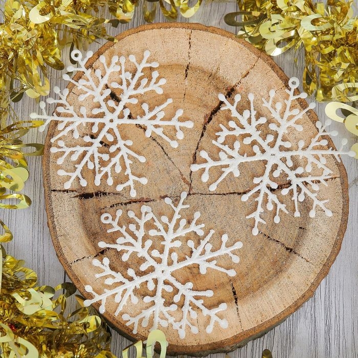 Украшение ёлочное Украшение ёлочное "Снежинка тоненькая" (набор 6 шт) d-10 см, белый