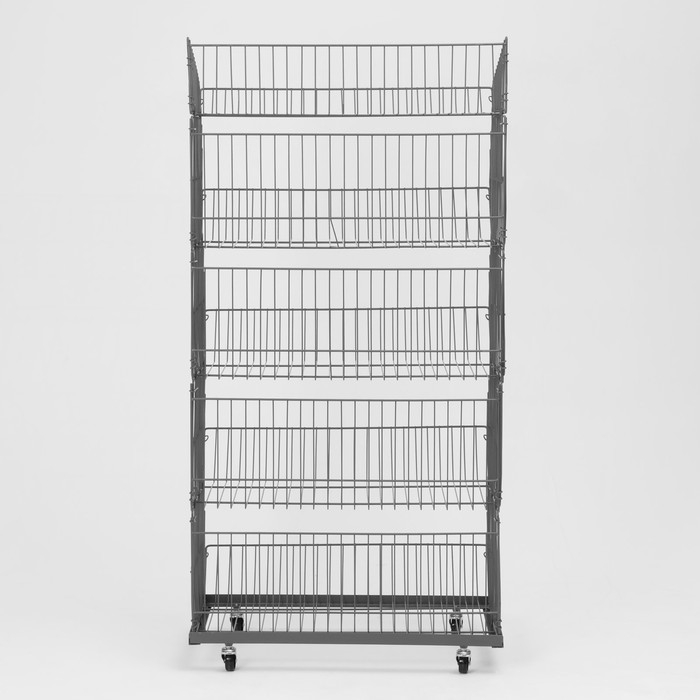 Накопитель разборный на колесах, 5 корзин, 70×43×147, цвет серый Накопитель разборный на колесах, 5 корзин, 70×43×147, цвет серый