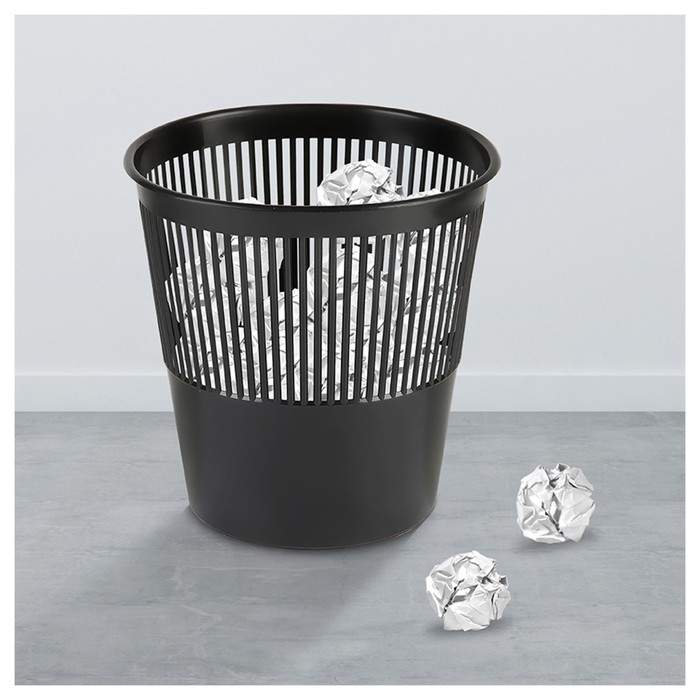 Корзина для бумаг и мусора Стамм, 9 литров, пластик, сетчатая, чёрная Корзина для бумаг и мусора Стамм, 9 литров, пластик, сетчатая, чёрная