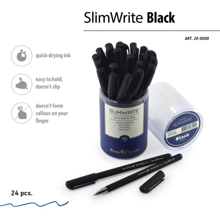 Ручка шариковая SlimWrite. BLACK, стержень синий, узел 0.5 мм Ручка шариковая SlimWrite. BLACK, стержень синий, узел 0.5 мм