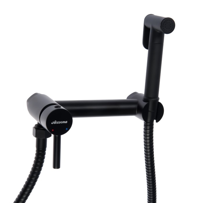 Смеситель для биде Accoona A3290F-2, с гигиеническим душем, настенный, черный Смеситель для биде Accoona A3290F-2, с гигиеническим душем, настенный, черный