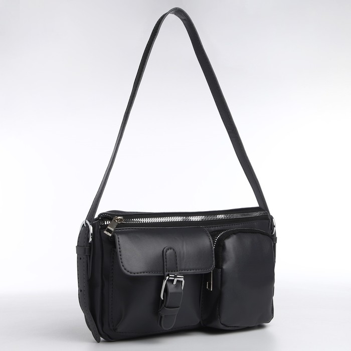 Сумка женская с карманами кожзам, графитный цвет Сумка женская с карманами кожзам, графитный цвет