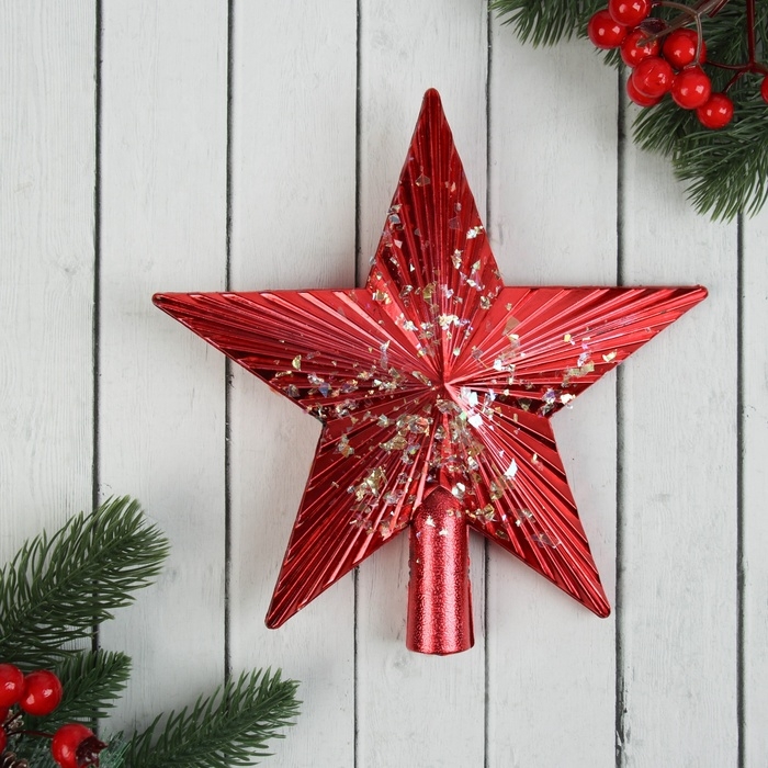 Наконечник Наконечник "Звезда ребристая сияние" 19,5х19,5 см, красный