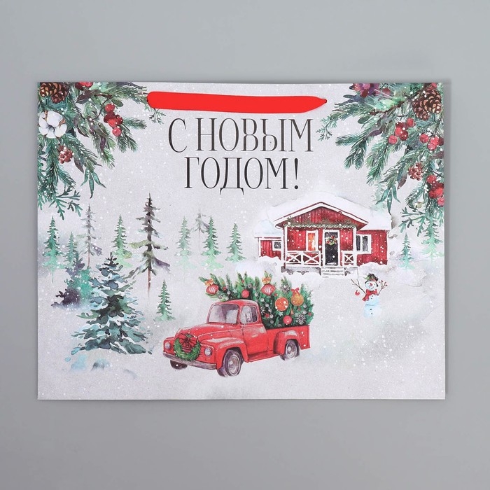 Пакет подарочный новогодний крафтовый горизонтальный «Новогодняя история», L 40 х 31 х 11.5 см, Новый год Пакет подарочный новогодний крафтовый горизонтальный «Новогодняя история», L 40 х 31 х 11.5 см, Новый год