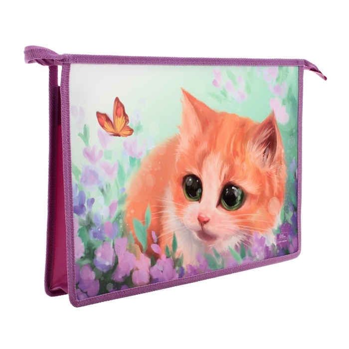 Папка для тетрадей А4, 325 х 230 х 55 мм, молния сверху, пластиковая, ПМ-А4-29 Calligrata Папка для тетрадей А4, 325 х 230 х 55 мм, молния сверху, пластиковая, ПМ-А4-29 Calligrata "Котик"