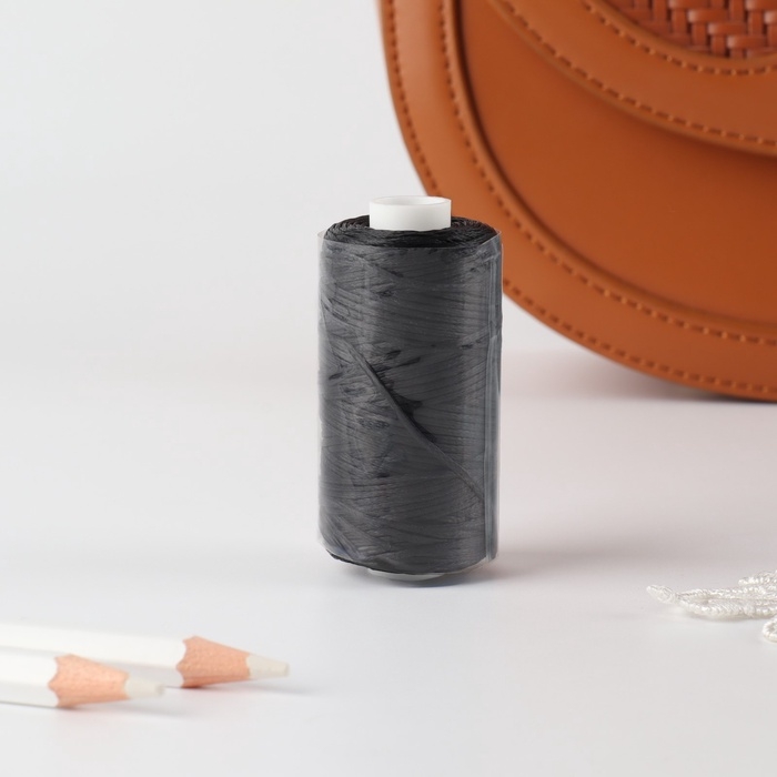 Нитки вощёные, плетёные, плоские, 210D/16, 1 мм, 50 &plusmn; 2 м, цвет чёрный