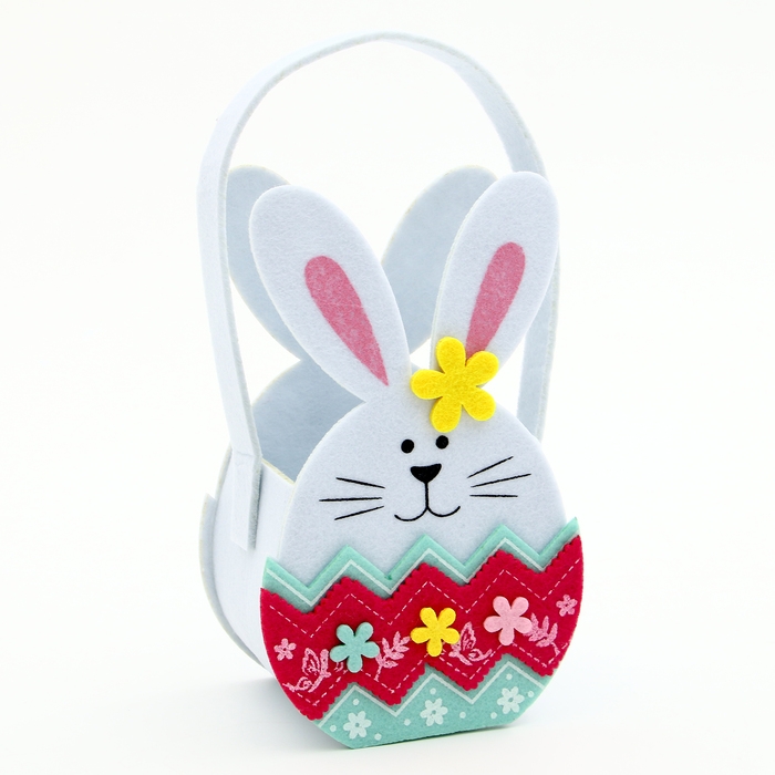 Пасхальный декор корзинка  Пасхальный декор корзинка "Зайчик белого цвета" 8.5х11х22.5 см