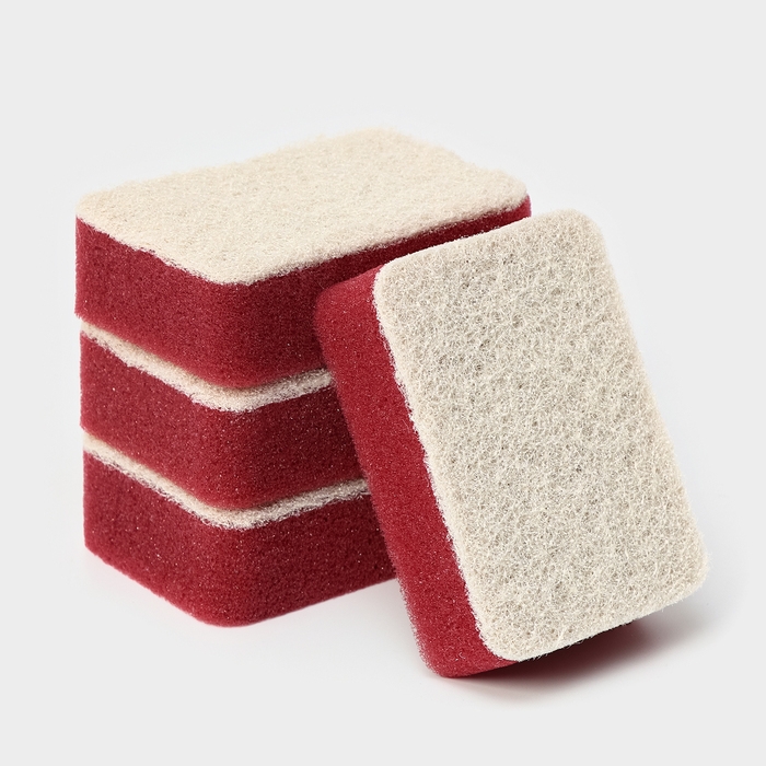 Губка для посуды с ионами серебра Raccoon, 4 шт, 9,5×6,5×3 см Губка для посуды с ионами серебра Raccoon, 4 шт, 9,5×6,5×3 см