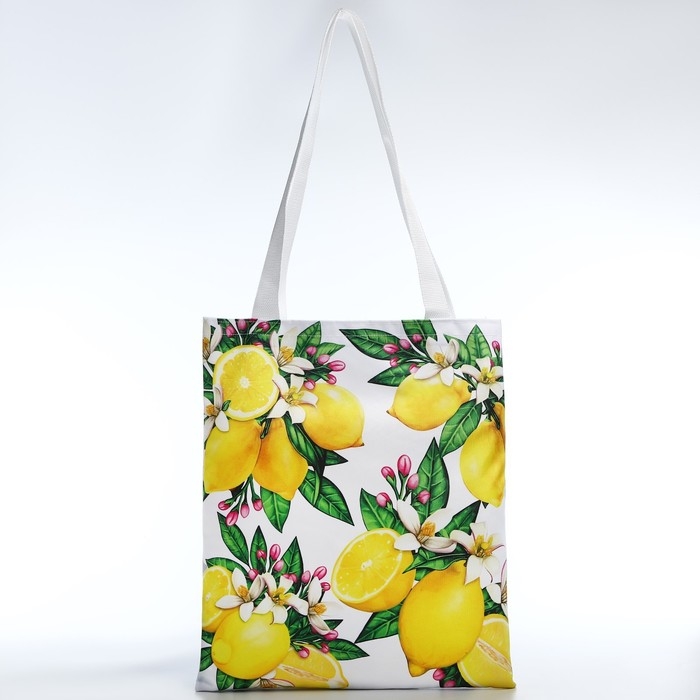 Сумка шопер «Лимоны» 35х0.5х40 см, отд без молнии, без подклада, белая Сумка шопер «Лимоны» 35х0.5х40 см, отд без молнии, без подклада, белая