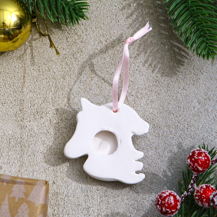 Новый год! Набор ёлочных украшений под раскраску 4 шт. «Единороги» с подвесом, кисть