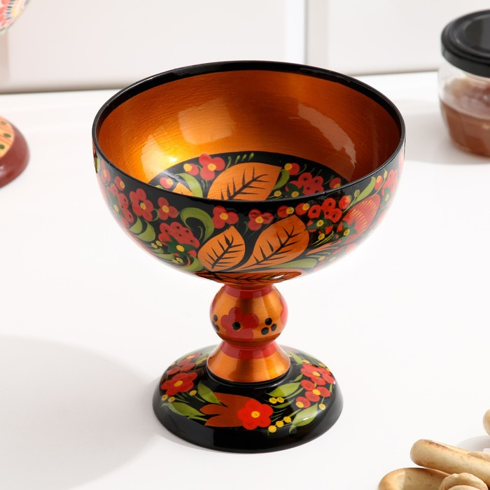 Конфетница,  14×14 см, хохлома