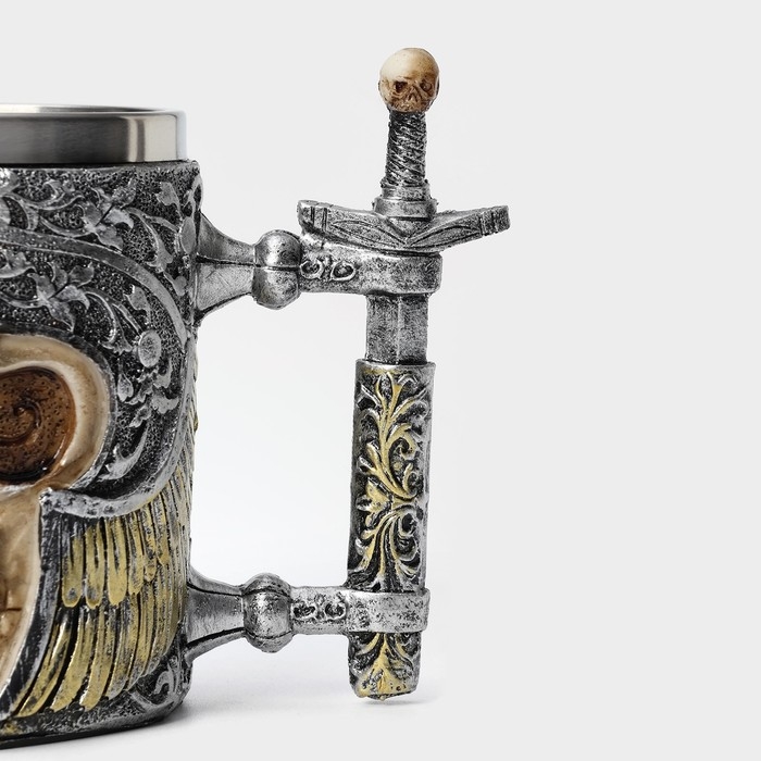 Кружка из нержавеющей стали «Череп с мечом. Хэллоуин», 400 мл, цвет серебристый Кружка из нержавеющей стали «Череп с мечом. Хэллоуин», 400 мл, цвет серебристый