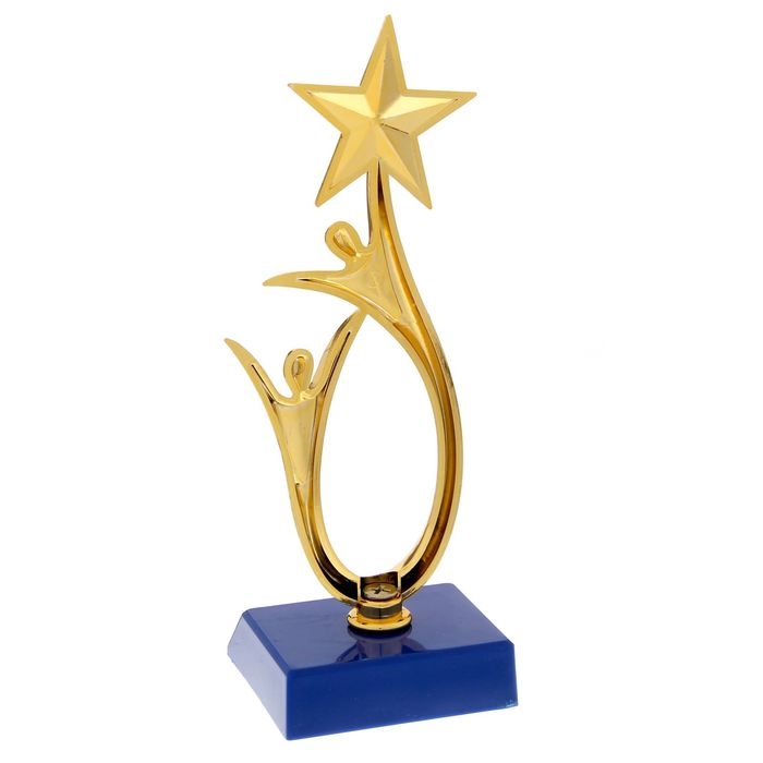 Наградная фигура «Человек со звездой», золото, подставка пластик синяя, 18 х 6 х 6 см. Наградная фигура «Человек со звездой», золото, подставка пластик синяя, 18 х 6 х 6 см.