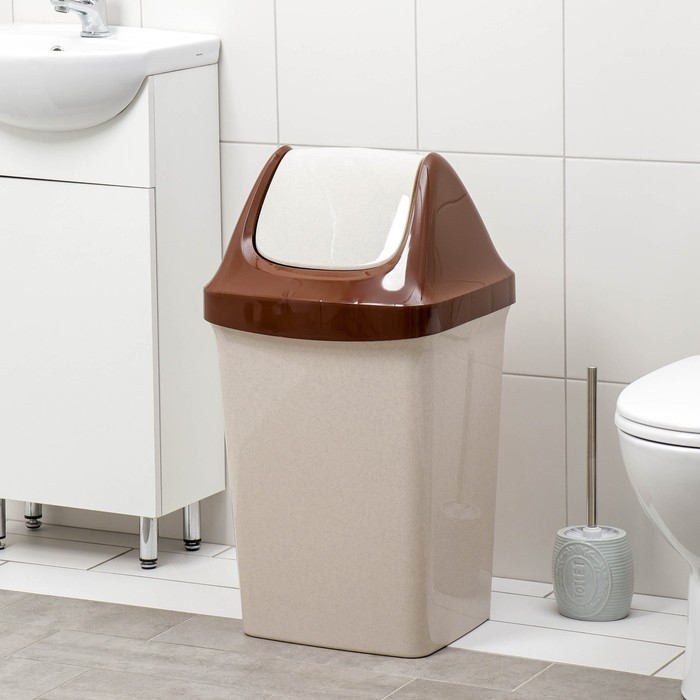 Контейнер для мусора «Свинг», 50 л, цвет бежевый мрамор Контейнер для мусора «Свинг», 50 л, цвет бежевый мрамор