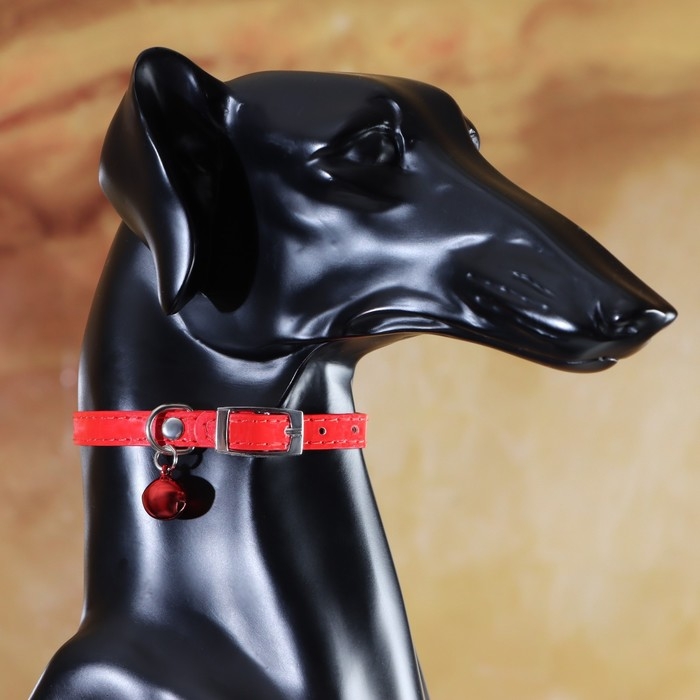 Ошейник Ошейник "Сияние" с бусиной и бубенчиком, 29 х 1 см, ОШ 21-26, красный