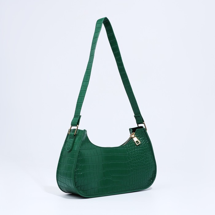 Сумка-багет на молнии, цвет зелёный Сумка-багет на молнии, цвет зелёный