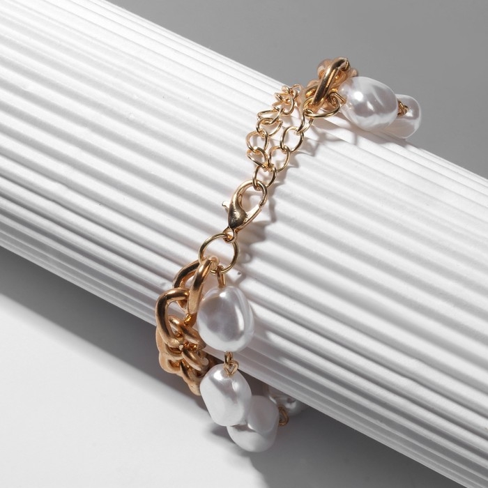 Браслет жемчуг «Цепь», цвет белый в золоте, L=16 см Браслет жемчуг «Цепь», цвет белый в золоте, L=16 см