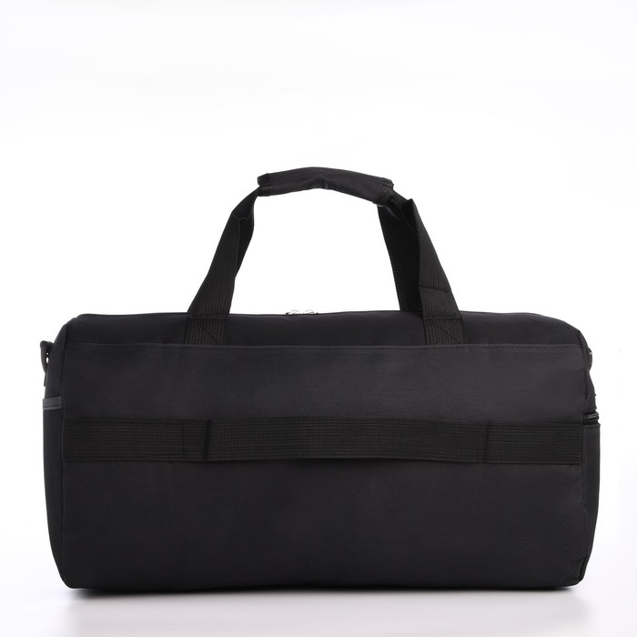 Сумка дорожная на молнии, 3 наружных кармана, держатель для чемодана, длинный ремень, цвет чёрный Сумка дорожная на молнии, 3 наружных кармана, держатель для чемодана, длинный ремень, цвет чёрный