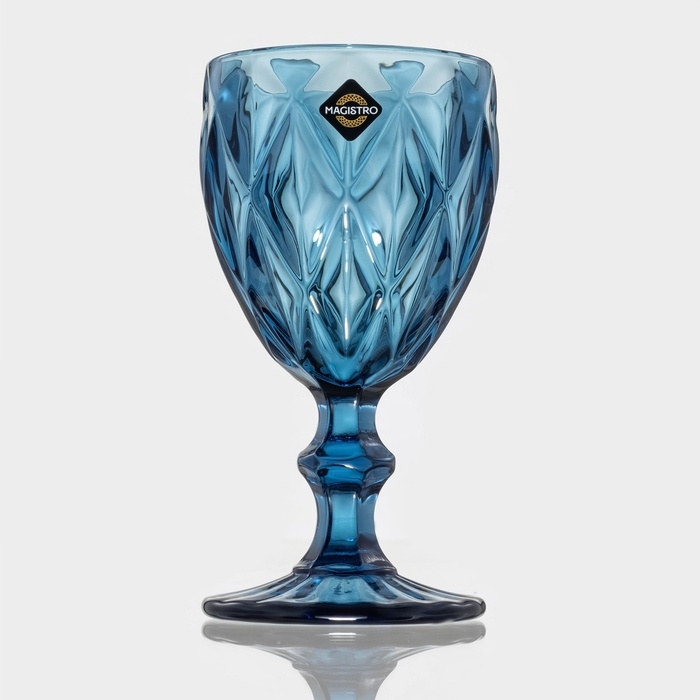 Бокал для вина стеклянный Magistro «Круиз», 250 мл, 8×15,3 см, цвет синий Бокал для вина стеклянный Magistro «Круиз», 250 мл, 8×15,3 см, цвет синий