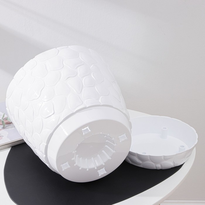 Горшок с поддоном «Камешки», 8 л, цвет белый Горшок с поддоном «Камешки», 8 л, цвет белый