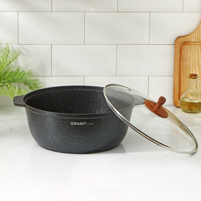 Кастрюля-жаровня Granit ultra, 5 л, d=28 см, антипригарное покрытие, цвет чёрный Кастрюля-жаровня Granit ultra, 5 л, d=28 см, антипригарное покрытие, цвет чёрный