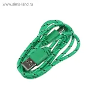 Кабель Luazon, microUSB - USB, 1 А, 0.9 м, оплётка нейлон, зелёный