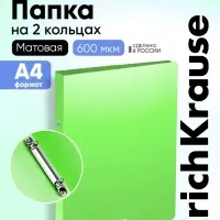 Папка на 4 кольцах А4, ErichKrause Neon, 35 мм, 1750 мкм, ламинированная, твердая обложка, зеленая