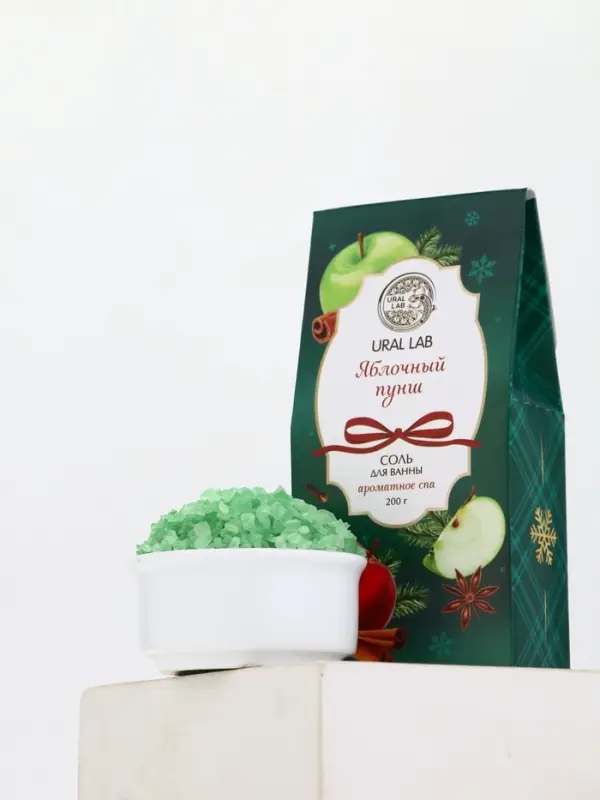 Соль для ванны, аромат яблочный пунш, 200 г, URAL LAB Соль для ванны, аромат яблочный пунш, 200 г, URAL LAB