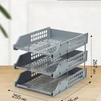 Набор лотков для бумаг &laquo;Стамм&raquo; STRONG, А4, горизонтальный, на металлических стержнях, 3 отделения, серый