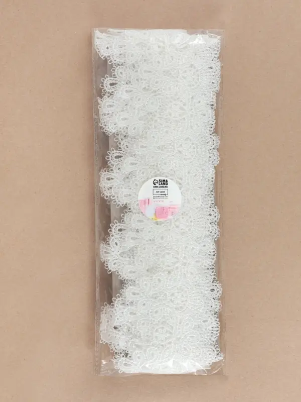 Кружево гипюровое, 55 мм, 6.8&plusmn;0.5 м, белое