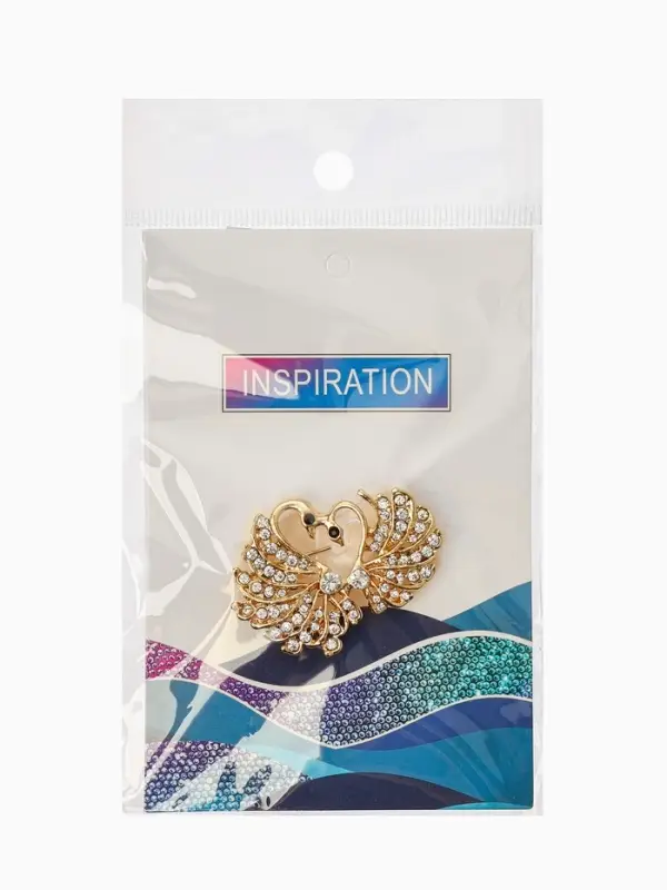 Брошь &laquo;Лебединая пара&raquo;, белая в золоте