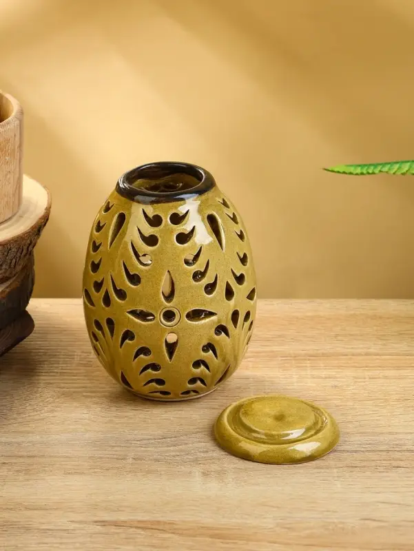 Подсвечник &laquo;Вазочка&raquo;, 9&times;9&times;12 см, керамика, горчичный