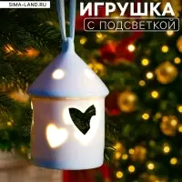 Светодиодная фигура &laquo;Дом с сердцем&raquo;, 9.3&times;6&times;6 см, 1 LED, керамика, от батареек LR44&times;3, тёплый белый свет