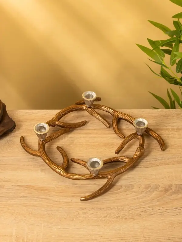 Подсвечник на 4 свечи &laquo;Медные рога&raquo;, 27&times;27&times;6 см, алюминий