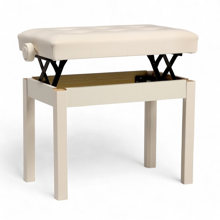 Банкетка для пианино Music Life сиденье 55х34, высота 48-58 см, белая, нагрузка 100 кг Банкетка для пианино Music Life сиденье 55х34, высота 48-58 см, белая, нагрузка 100 кг