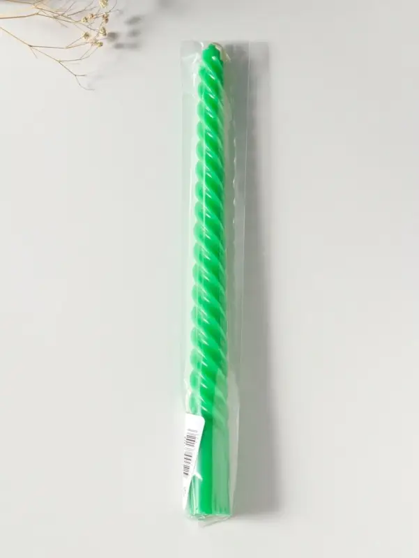Свеча витая 25 см, 57 г, 5 ч, зелёный