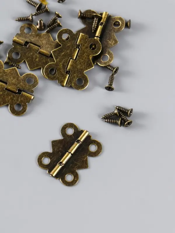 Петля для шкатулки (ключницы), металл, фигурная, под бронзу, набор 6 шт., 1.5&times;2.1 см