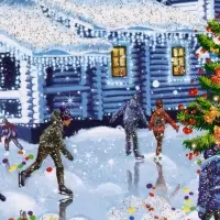 Подарочная новогодняя коробка &laquo;Зимпяя тройка в синем&raquo; 20&times;12&times;19 см