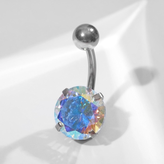 Пирсинг в пупок «Банан» с цирконом, L=2,3 см, цвет радужный в серебре Пирсинг в пупок «Банан» с цирконом, L=2,3 см, цвет радужный в серебре