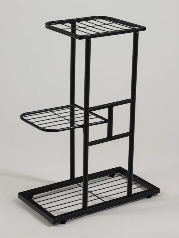 Подставка для цветов Greengo, 3 полки, 43&times;22&times;57 см, напольная, металл, чёрная