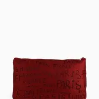 Набор простых косметичек 2 в 1 на молниях, с надписями, красный