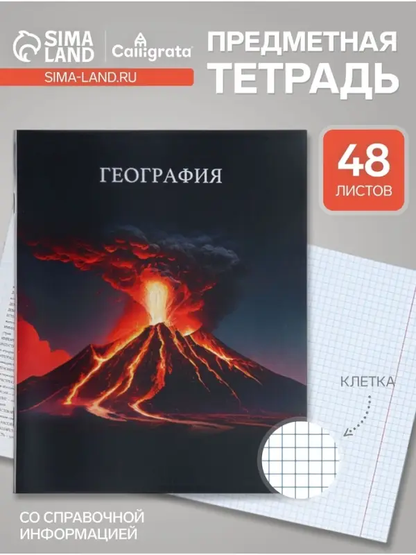 Предметная тетрадь по географии Calligrata TOP &laquo;Школьный стиль&raquo;, 48 листов, в клетку, со справочным материалом, пластиковая обложка
