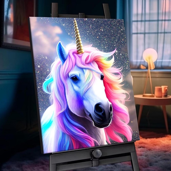 Картина по номерам с кристаллами из хрусталя «Единорог» 29 цветов, 40 × 50 см Картина по номерам с кристаллами из хрусталя «Единорог» 29 цветов, 40 × 50 см