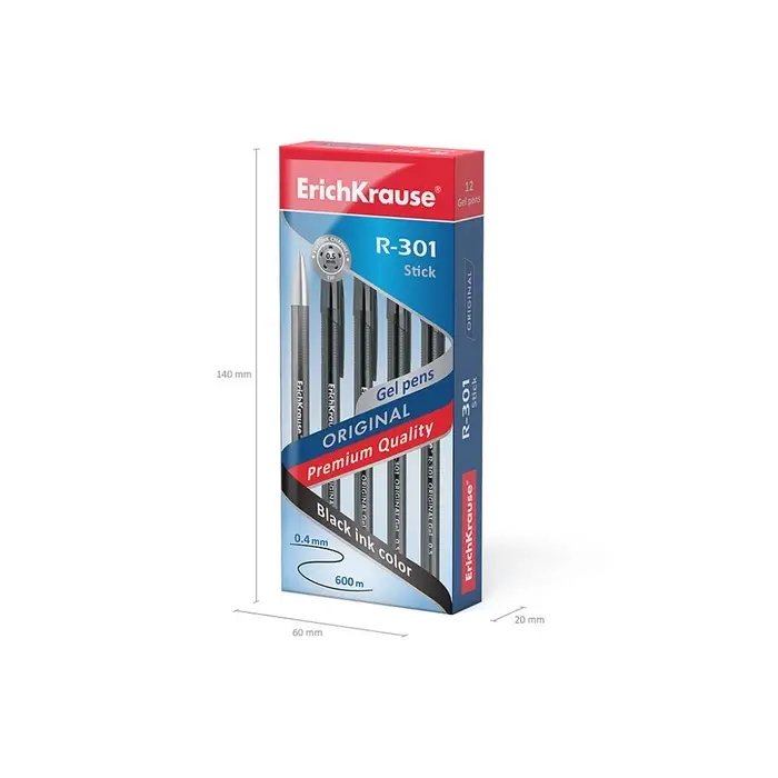 Ручка гелевая R=301 Original Gel, узел 0.5 мм, чернила чёрные, длина линии письма 600 метров